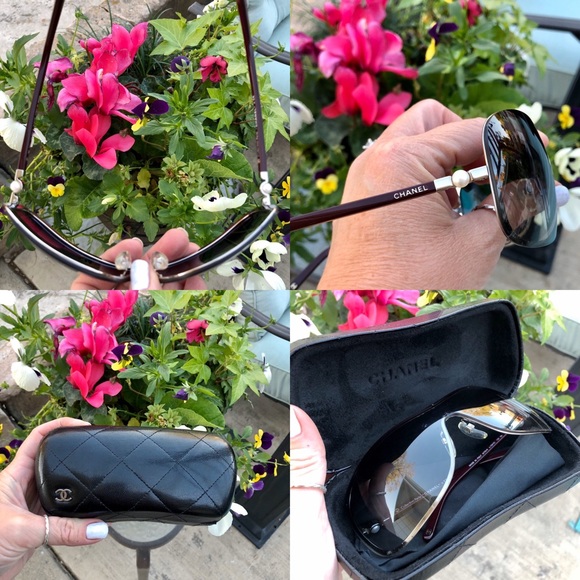 CHANEL pearl sunglasses with quilted case - Picture 4 of 8